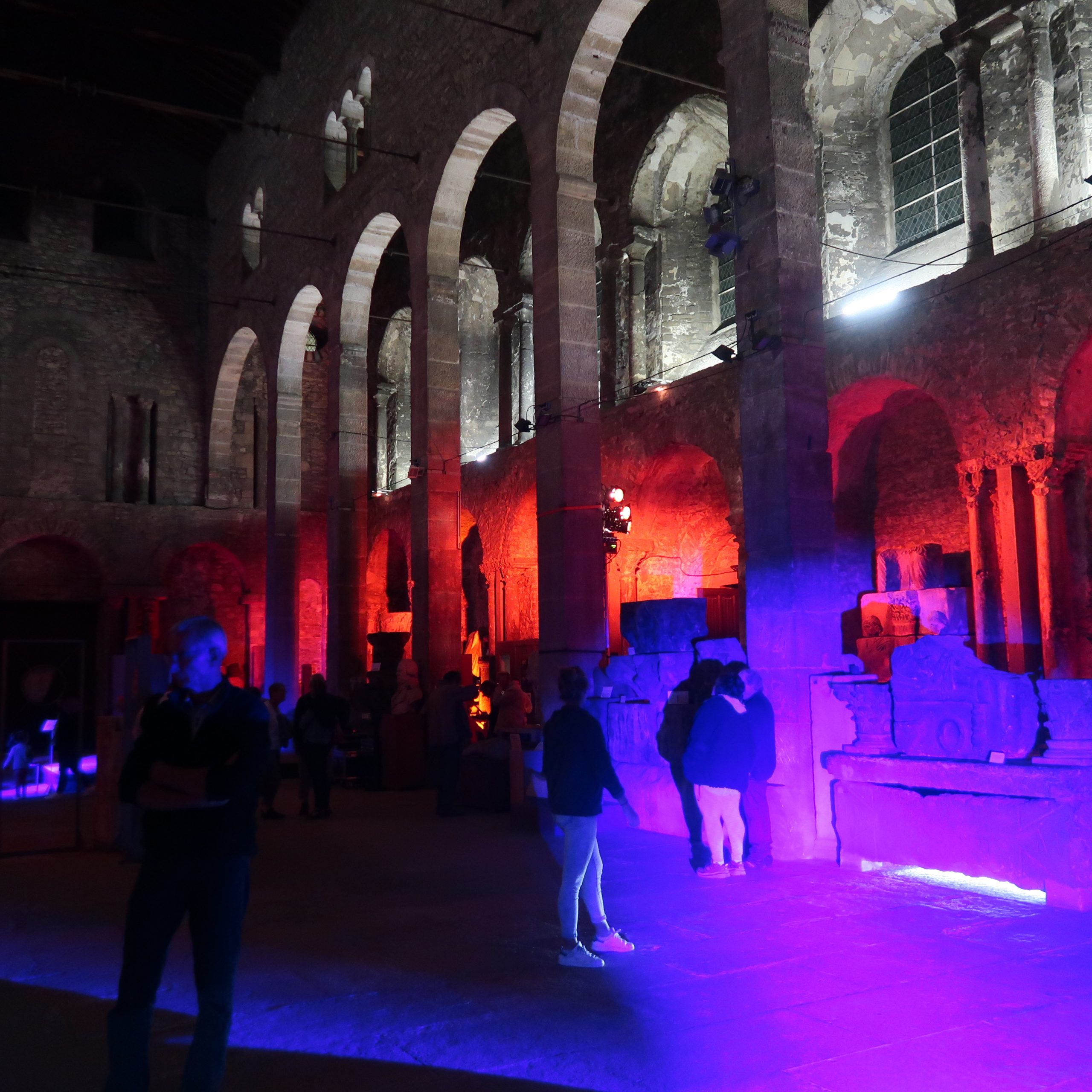 Mise en lumière du musée Lapidaire Saint-Pierre pour la Nuit des musées 2018 (Vienne)