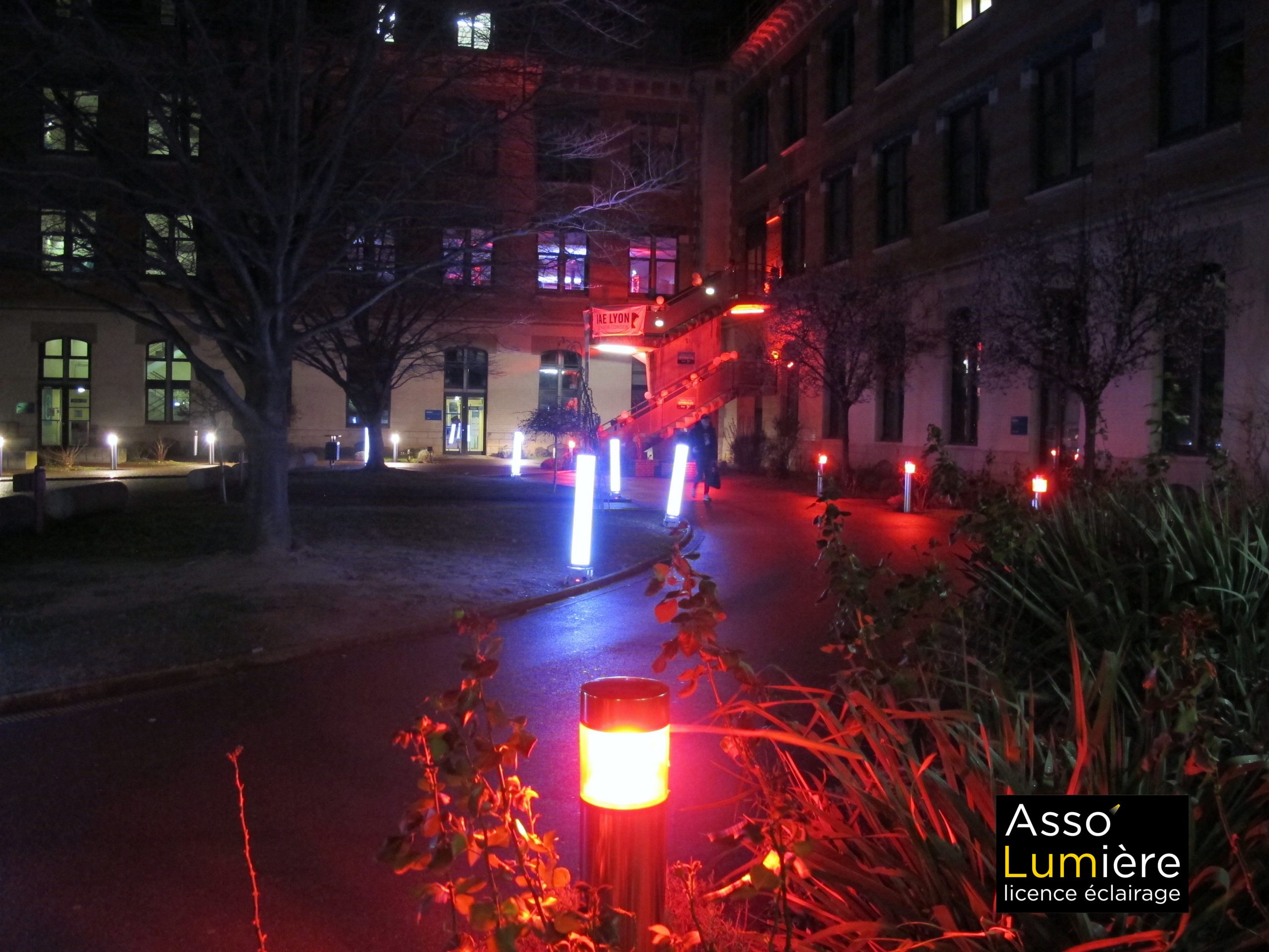 Photo illuminations cour Nord Manufacture des Tabacs lors d ela soirée TEDx Université Lyon 3 2020